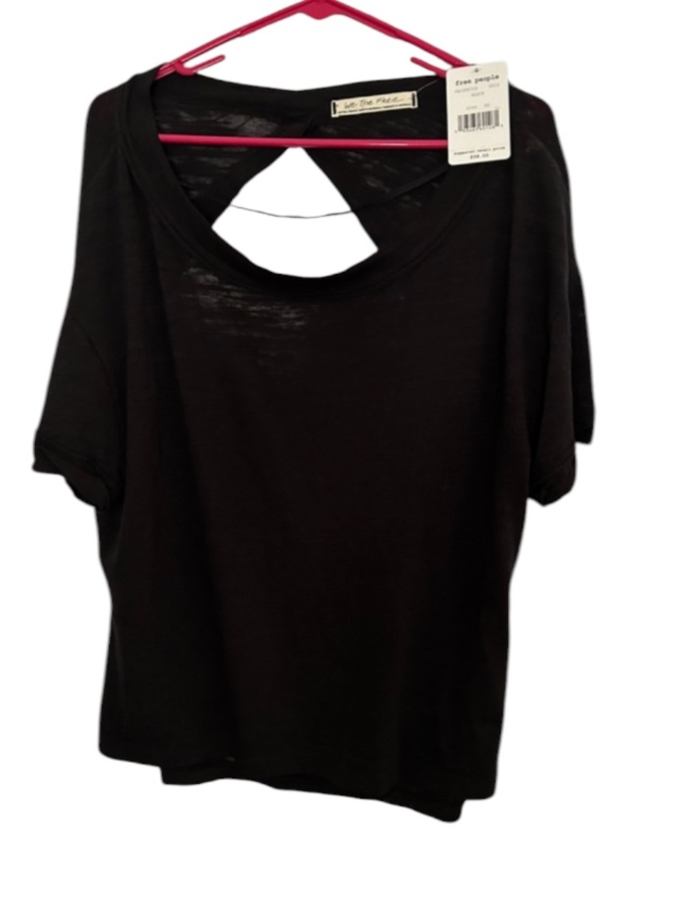 Free People Black Short Sleeve Top with Back Cutout